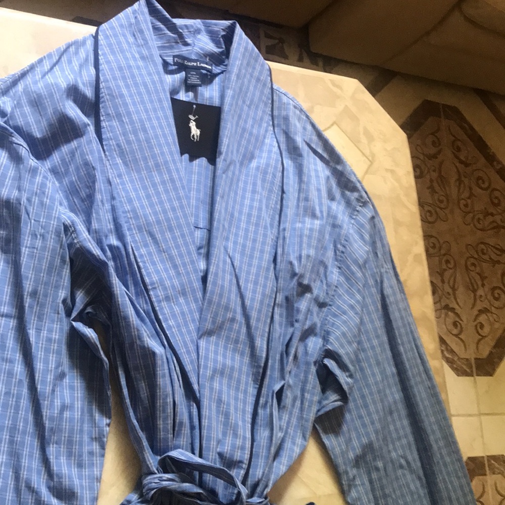POLO RALPH LAUREN MENS ROBES L/XL P232 4Y BL/W/B - Picture 3 of 12